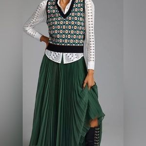 Anthropologie x Pankaj & Nidhi Pleated Maxi Skirt size small